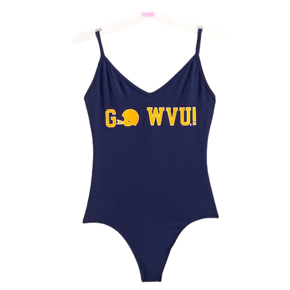 PINK VS West Virginia University V-Neck Bodysuit